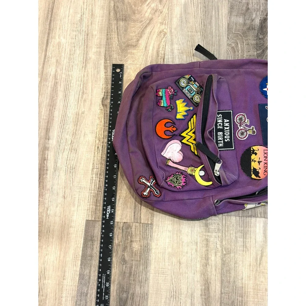 Vintage Y2K JanSport SuperBreak Purple Canvas Backpack Custom Patchwork